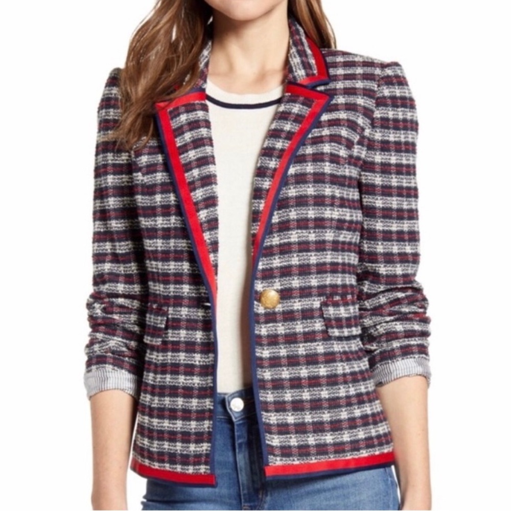 Court & Rowe Chic Tweed Blazer With Red Trim Size 6